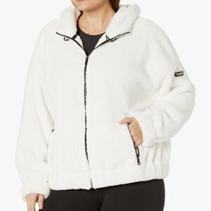 Calvin Klein large white faux fur jacket coat